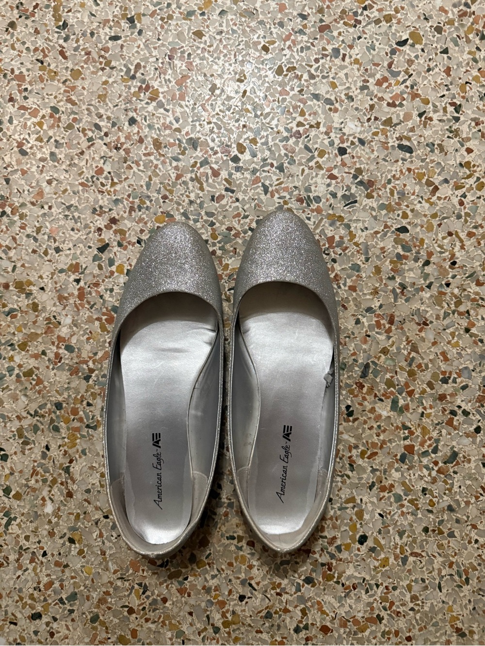 American Eagle Outfitters Silver Glitter Ballet Flats - Women's